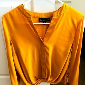 Yellow Long Sleeved Blouse. Silky.